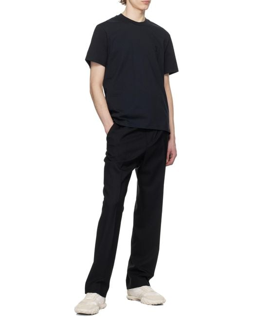 AMI Black Tailored Straight-Leg Pants for men