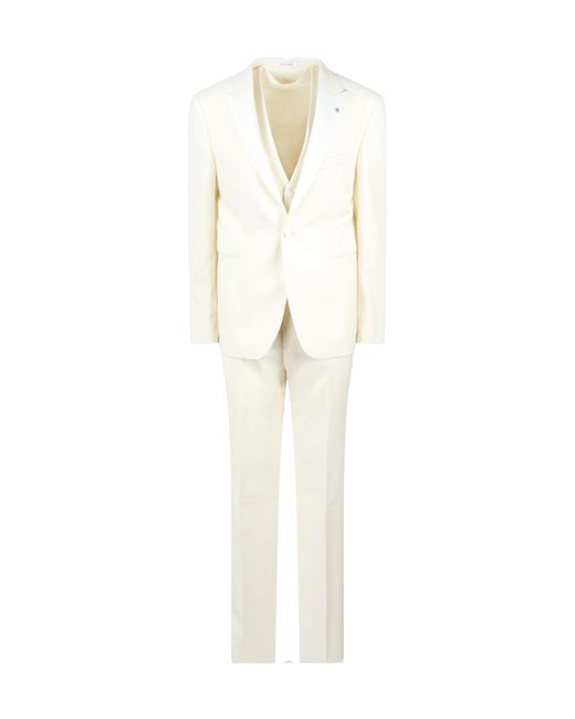 Tagliatore White Single-Breasted Suit Three-Piece Suit for men