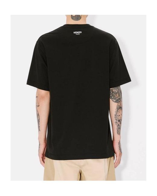 KENZO Black Pop-Embroidered T-Shirt for men