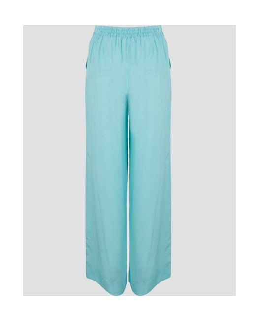 P.A.R.O.S.H. Blue Straight-Leg Silk Trousers