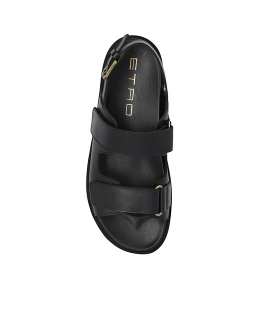 Etro Black Ankle Strap Sandals for men