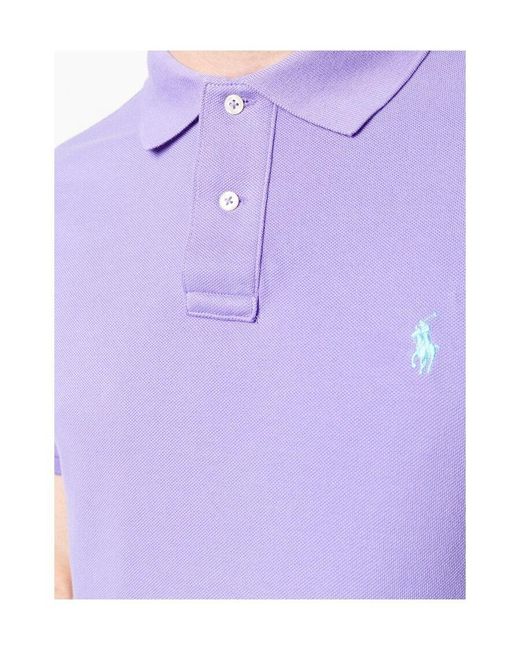 Polo Ralph Lauren Purple Logo Embroidered Short-Sleeved Polo Shirt for men