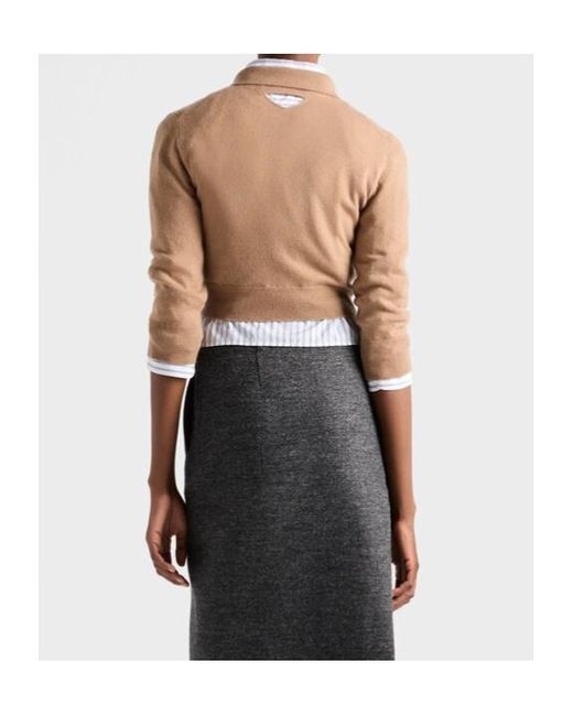 Prada Natural Half-Zipped Knitted Jumper