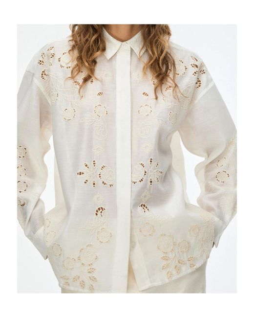 iBlues White Embroidered Shirt