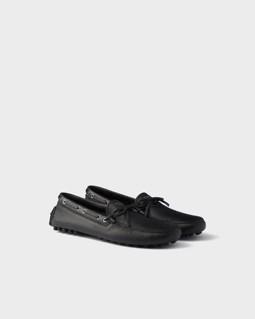Prada Black Leather Driving Shoe for men