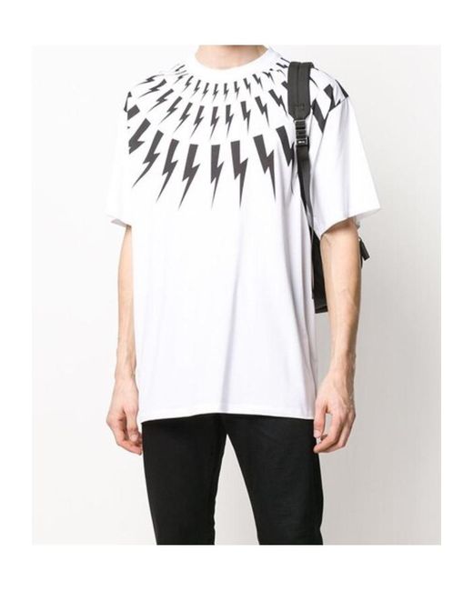Neil Barrett White Lightning Printed T-Shirt for men