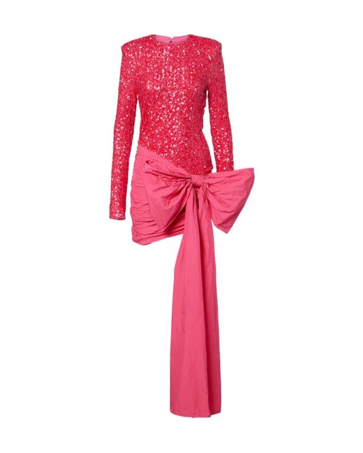 ROTATE BIRGER CHRISTENSEN Red Bow Sequin Dress