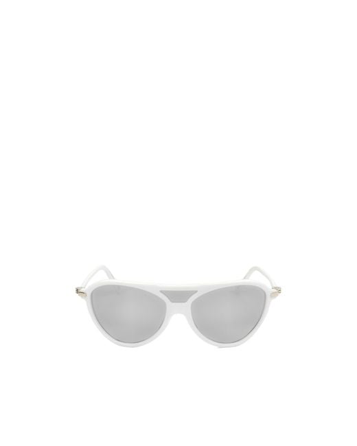 Moncler White Eyewear Pilot Frame Sunglasses for men
