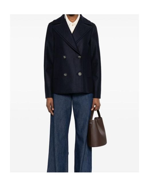 Harris Wharf London Blue Double-Breasted Jacket