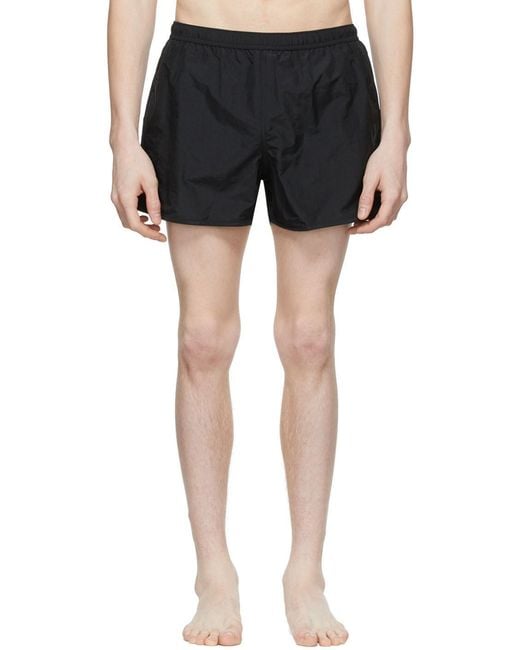 AMI Gray Ami Logo Embossed Elastic Waistband Swim Shorts for men