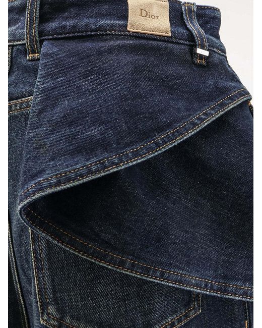 Dior Blue Draped Flared Jeans