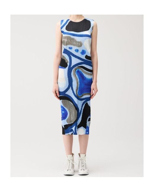 Pleats Please Issey Miyake Blue Roll Dress
