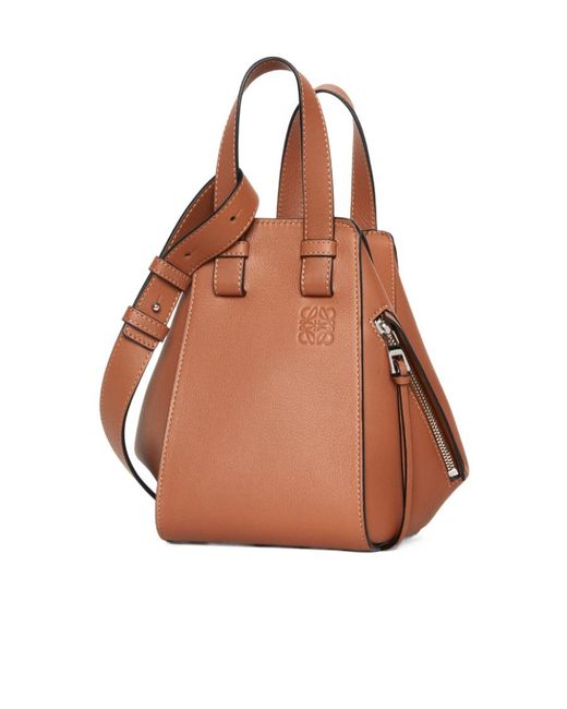 Loewe Brown Hammock Logo Embossed Shoulder Bag