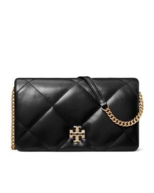 Tory Burch Black Kira Diamond Quilted Chain Wallet