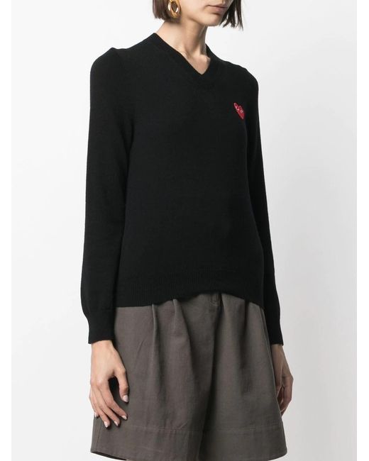 COMME DES GARÇONS PLAY Black Motif V-Neck Jumper