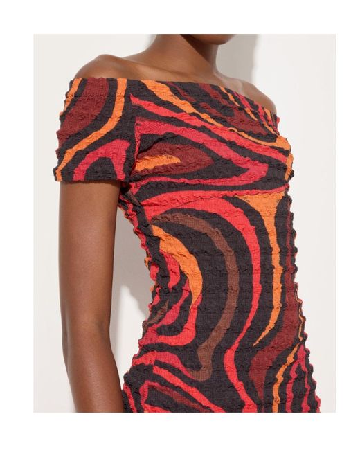 Emilio Pucci Red Pucci Crinkled Boat-Neck Top