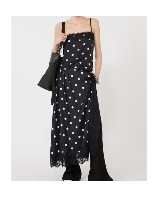 Sportmax Black Capo Polka Dot Printed Midi Slip Dress