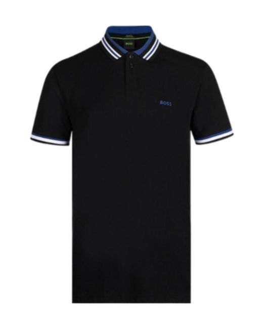 Boss Black Striped-Trim Cotton Polo Shirt for men