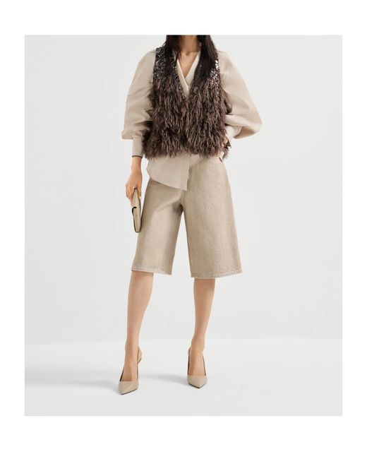 Brunello Cucinelli Brown Sequin Fringed Vest
