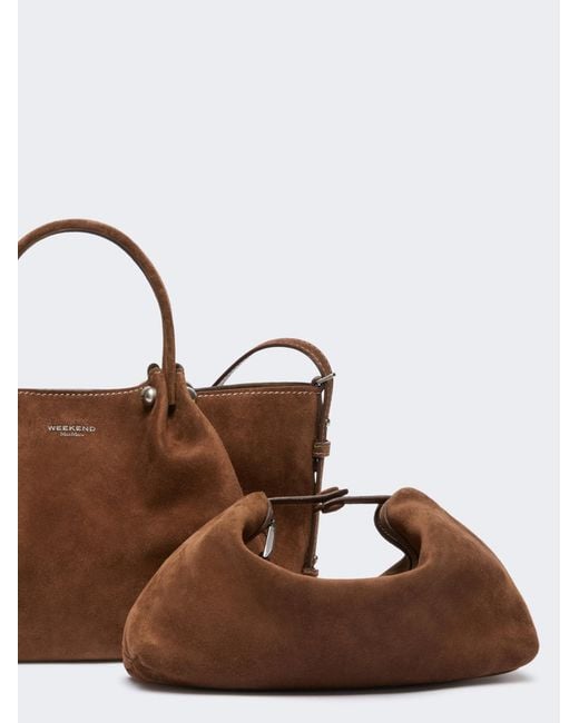 Weekend by Maxmara Brown Small Suede Tote Bag