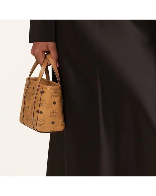 MCM Brown Logo Printed Tote Bag