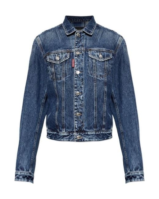 DSquared² Blue Dark Highlight Mini Front Jean Jacket for men