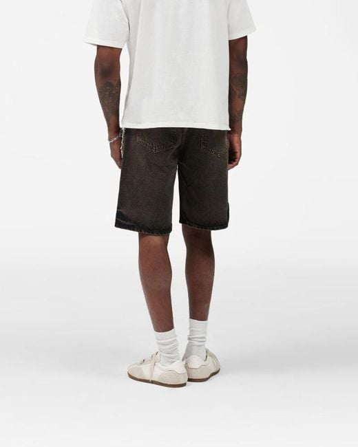 Represent Gray Relaxed Denim Shorts for men