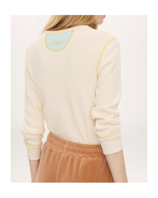 Chloé Natural Chloé Fitted Henley Shirt