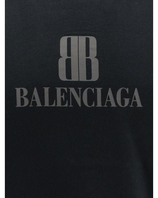 Balenciaga Black Cotton T-Shirt With Logo