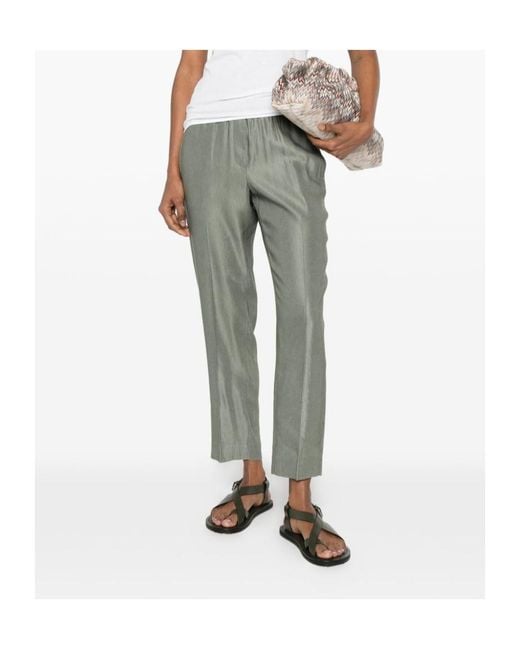 Peserico Gray Elasticated-Waistband Tapered Trousers