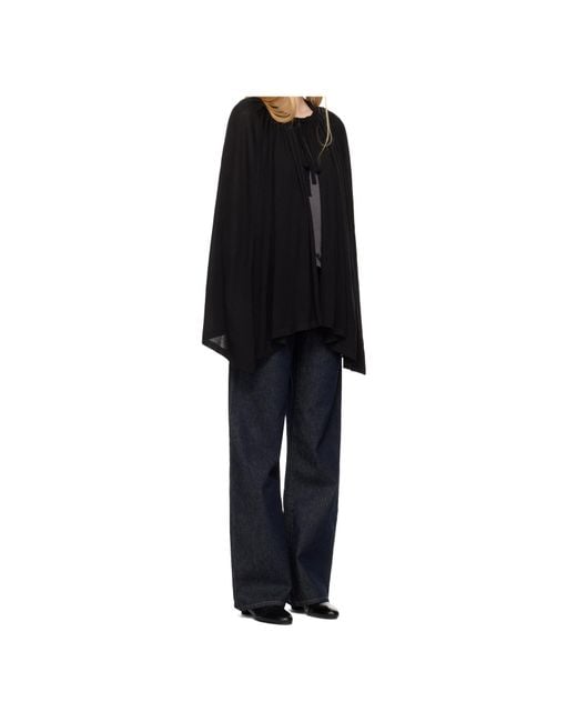 Totême  Black Totême Gathered Drawstring Cape