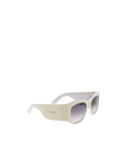 Dior White Eyewear Nuit S1I Embellished Square Frame Sunglasses
