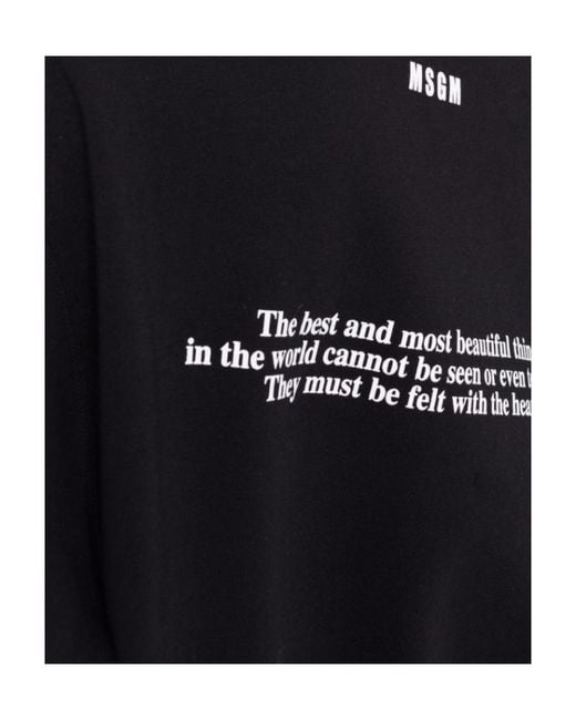 MSGM Black Slogan Print Silhouette Hoodie
