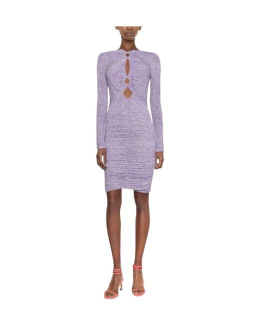 Isabel Marant Purple Gathered Detailed Mini Dress
