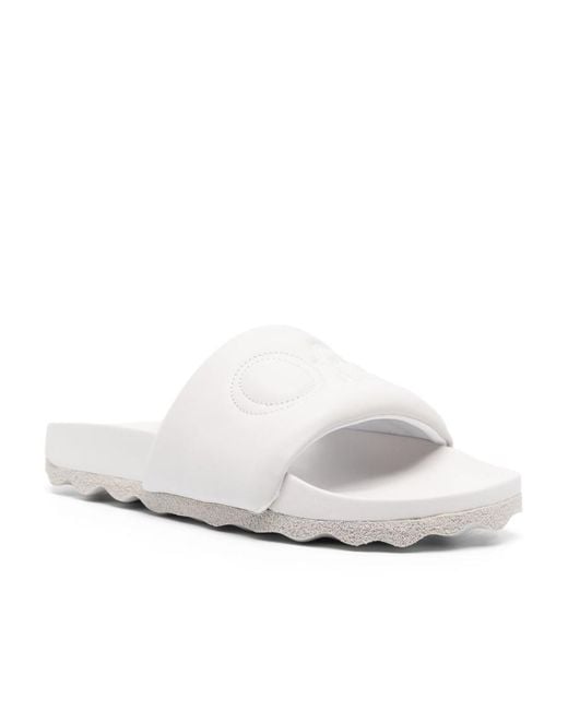 Off-White c/o Virgil Abloh White Bookish Sponge Logo-Embroidered Slides for men