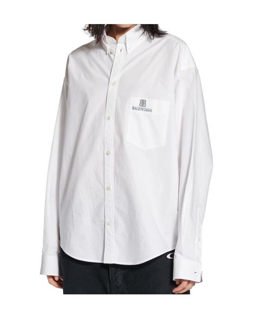 Balenciaga White Button-Up Large Fit Shirt