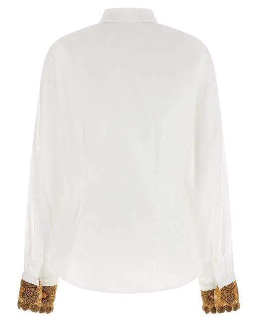 Dries Van Noten White Embroidered Cotton Poplin Shirt