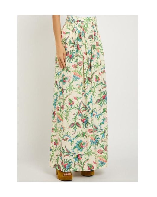 Etro White Floral-Print Cotton-Poplin Maxi Skirt