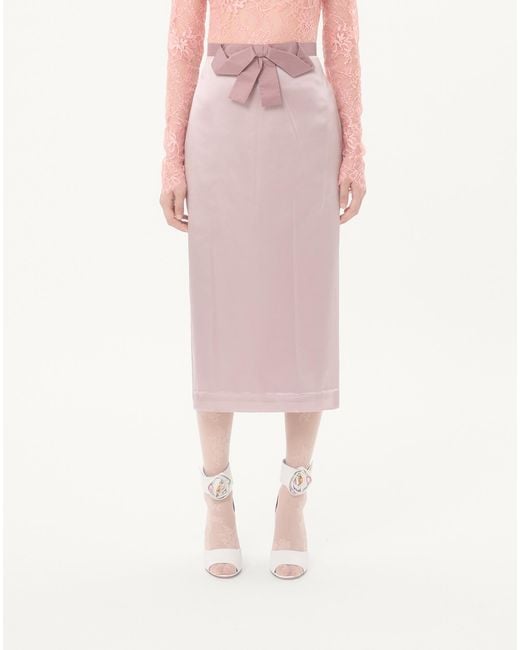 Valentino Pink Bow-Detail Midi Skirt