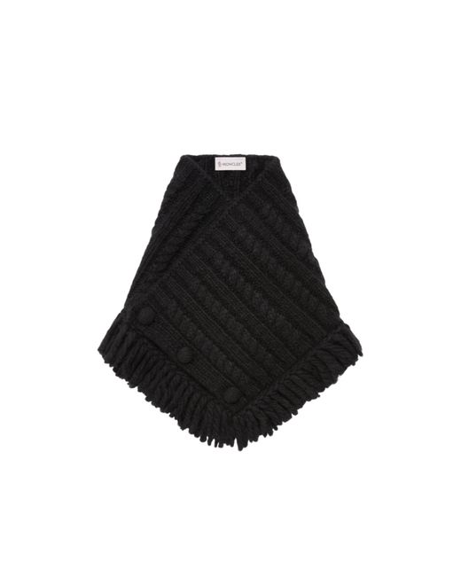 Moncler Black Cable Knit Alpaca Blend Neck Scarf