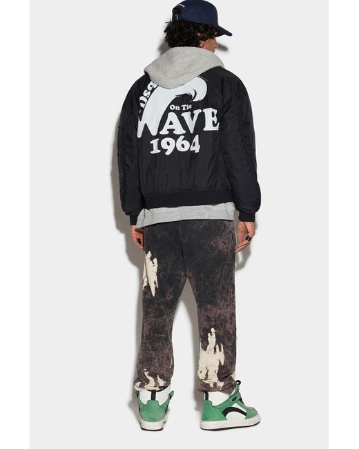 DSquared² Black Distressed-Effect Logo Track Pants for men