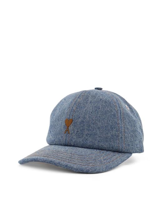 AMI Blue Denim Baseball Hat for men