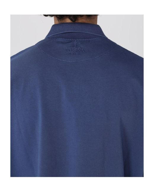 Barena Blue Buttoned Logo Embroidered Polo Shirt for men