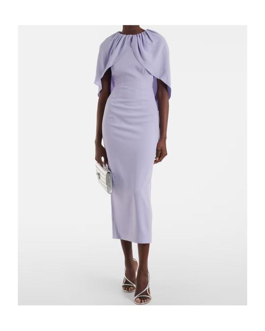 Roland Mouret Purple Caped Crêpe Satin Cocktail Dress