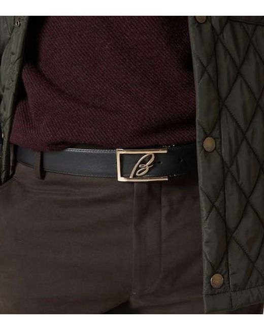 Brioni White Logo Leather Belt for men