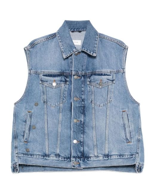 Haikure Blue Button-Down Denim Sleeveless Vest