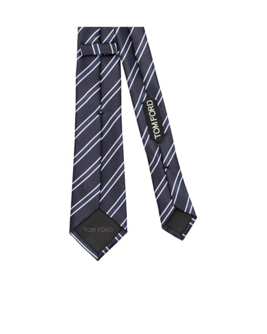 Tom Ford White Diagonal Stripe Silk Tie for men