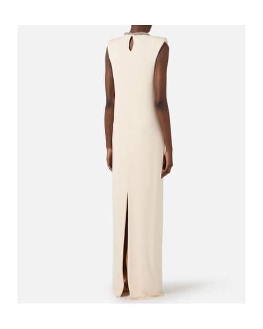 Elisabetta Franchi White Embellished Neck Sleeveless Dress