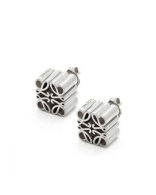 Loewe White Anagram Stud Earrings