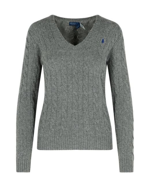 Polo Ralph Lauren Gray Kimberly V-Neck Jumper